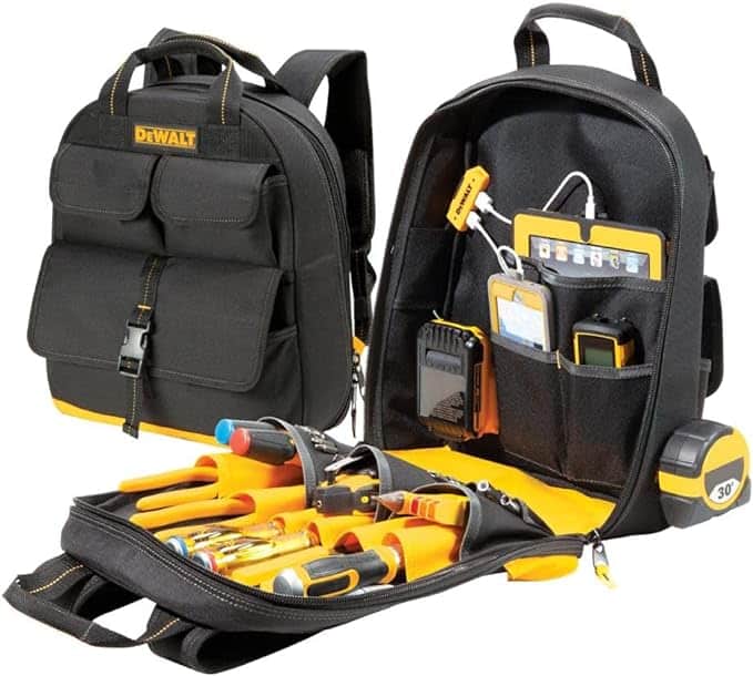 Custom Leathercraft DEWALT DGC530 USB Charging Tool Backpack, Black/Yellow